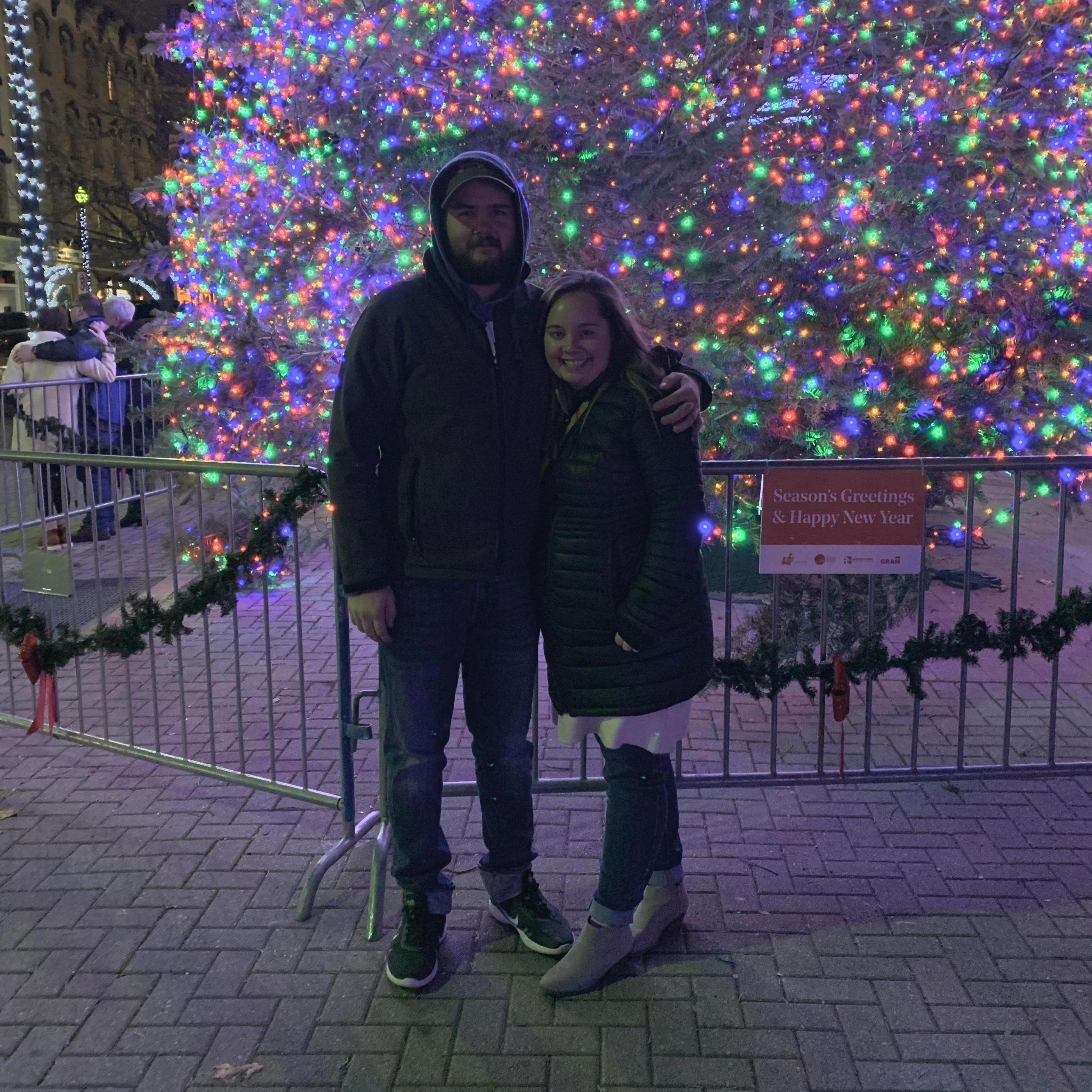 The night we became engaged at Rosa Parks Circle in Grand Rapids, MI.