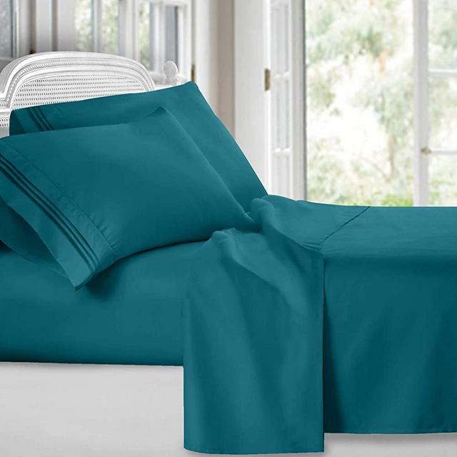 Clara Clark Premier 1800 Collection Deluxe Microfiber 3-Line Bed Sheet Set, K.