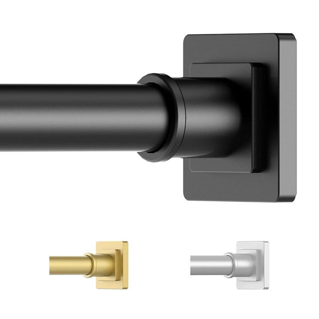 UIOSANRT Tension Shower Curtain Rod 31-68 Inches Non-Slip Shower Rod Tension Mounted No Drill Black Shower Curtain Rods Spring Tension Rod Adjustable Tension Curtain Rod for Windows Bathroom