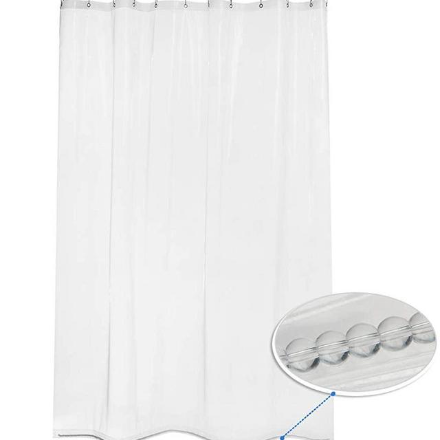 AmazerBath 1 Pack Shower Curtain Liners, 72 x 72 Inches PEVA 3G Shower Curtains with Heavy Duty Beads and 12 Grommet Holes, Waterproof Plastic Liners - Clear
