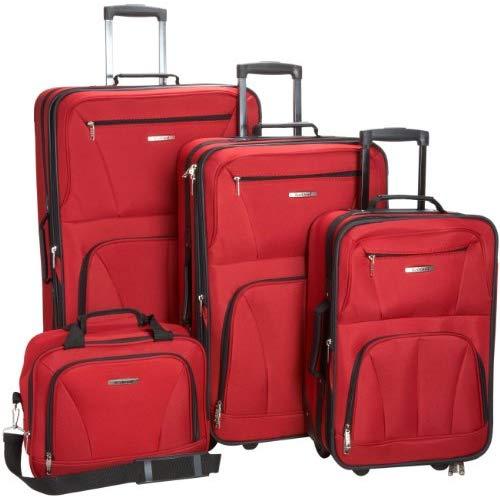 Rockland Luggage Skate Wheels 4 Piece Luggage Set, Red, One Size