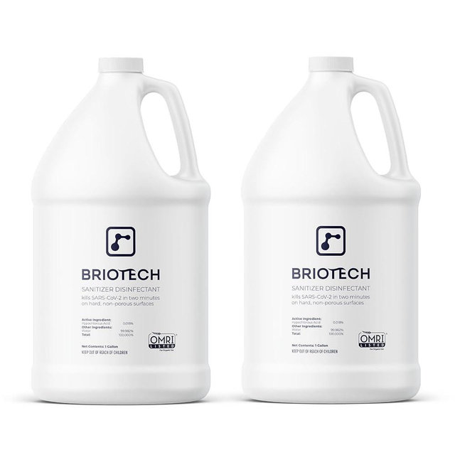 BRIOTECH Sanitizer Disinfectant Hypochlorous Spray, Kills 99.99% of Viruses & Bacteria, Eliminate Odor, Gentle for Nurseries & Play Rooms, Food Contact Surface Sanitizer, 1 Gallon Refill ea, 2 ct