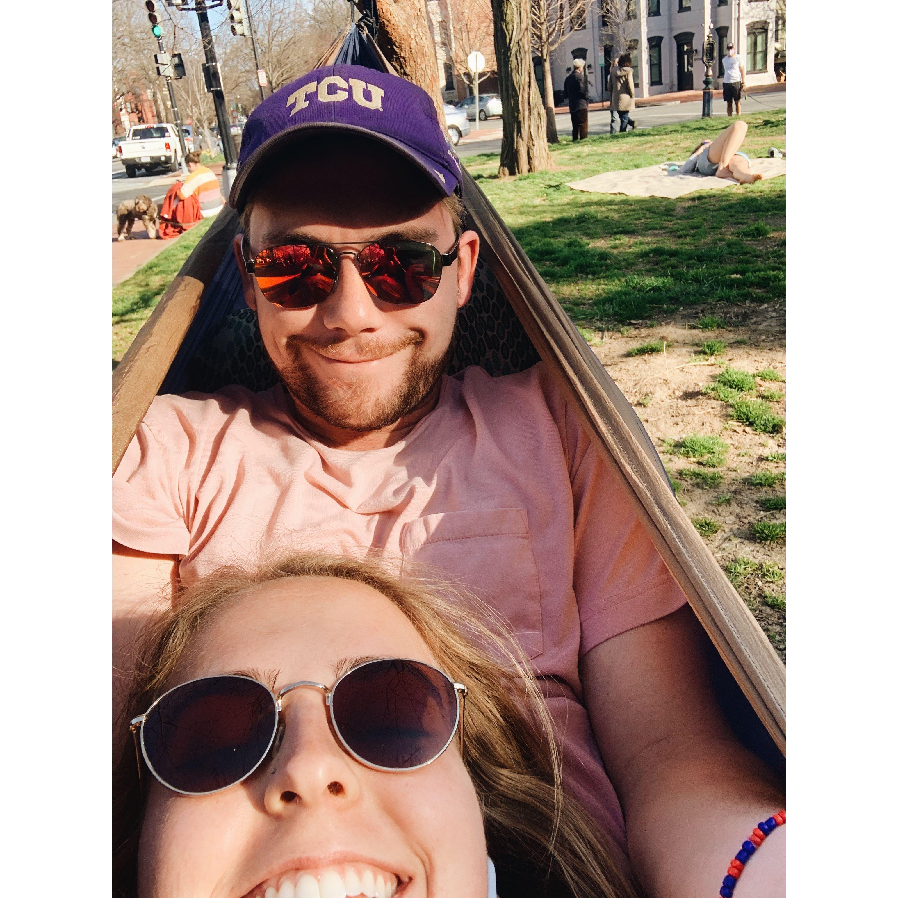 KB went to visit Ben in DC too! Sunny days post-covid were often spent in the hammock
