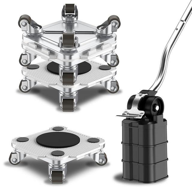 ONEON Furniture Mover Pro Set - Enhanced Dolly and Lifter with Custom TPE Wheels for Easy Furniture Lifting and Moving-Professional Tool for Effortless Furniture Transport(Light Gray 4Dollies+1Lifter)