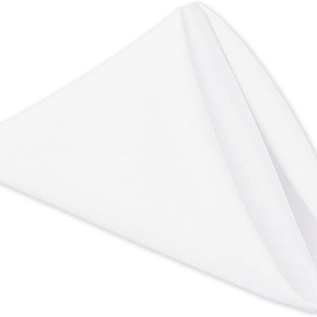 PLOYMONO White Heavy Duty Cloth Napkins - 17 x 17 Inch Solid Washable Polyester Dinner Napkins - Set of 8 Napkins with Hemmed Edges - Great for Weddings, Parties, Banquets Dinner & More