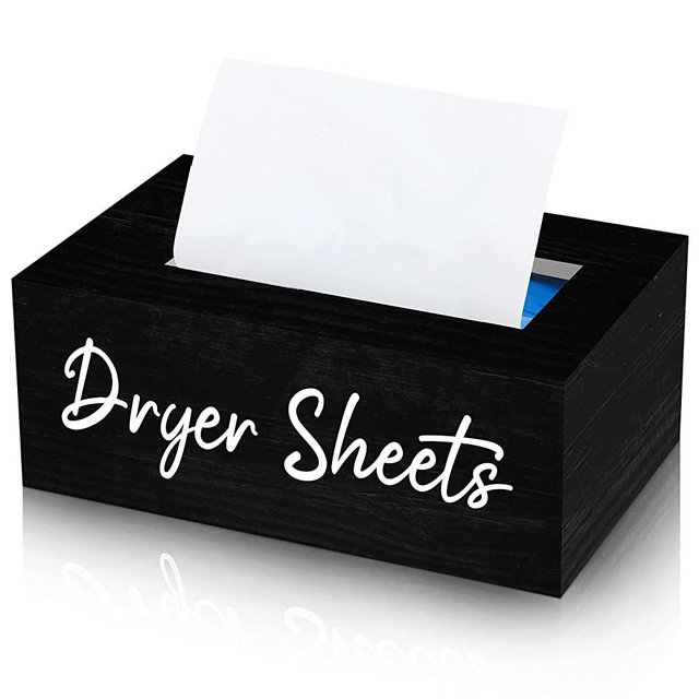 Dryer Sheet Dispenser for Laundry Room Decor Dryer Sheet Holder Dryer Sheet Container Laundry Detergent Dispenser for Elevating Your Home, 7.87 x 4.72 x 2.75 Inches (Black)