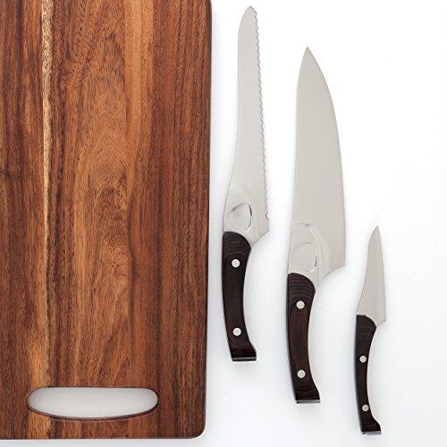 Knork 171 Pakkwood Cutlery Chef Knife, 3 + 1 Piece Set, Silver