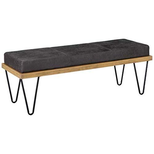 Christopher Knight Home Elaina Bench Perfect for Dining Table or Entry Way Danish, Minimal, Mid Century Modern Design Hairpin Leg Fabric in Slate