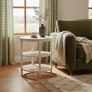 Round Mango Wood 2-Tier Table