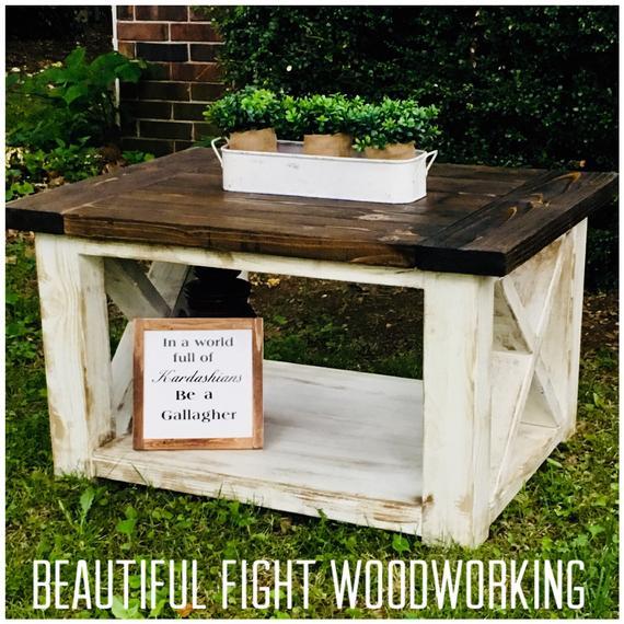 Chunky Leg Farmhouse Coffee Table from Etsy