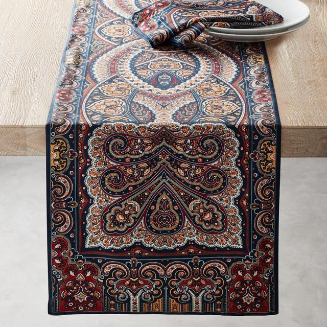 Paisley Table Runner, Navy