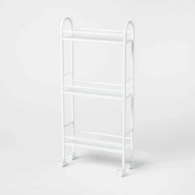 3 Shelf Narrow Metal Storage Cart White - Brightroom™