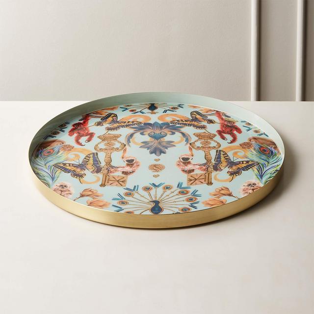 Cb2 Regal Monkeys Round Serving Tray