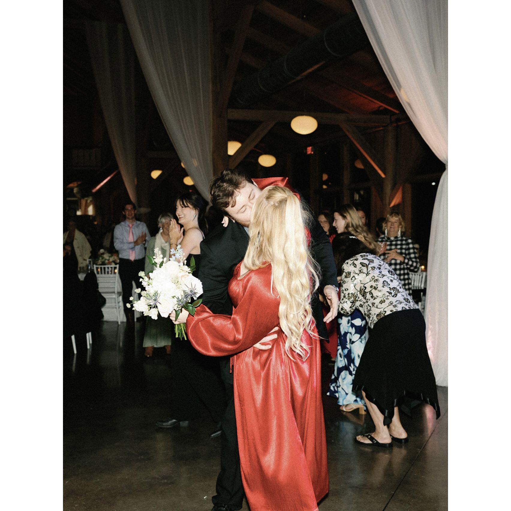 This is the night of their friends Katie and Robbies wedding where Haley caught the bouquet - a year later they were engaged!