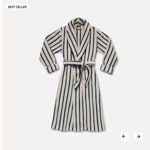 Super-Plush Robe (Color: Striped Midnight Navy, Size: M)