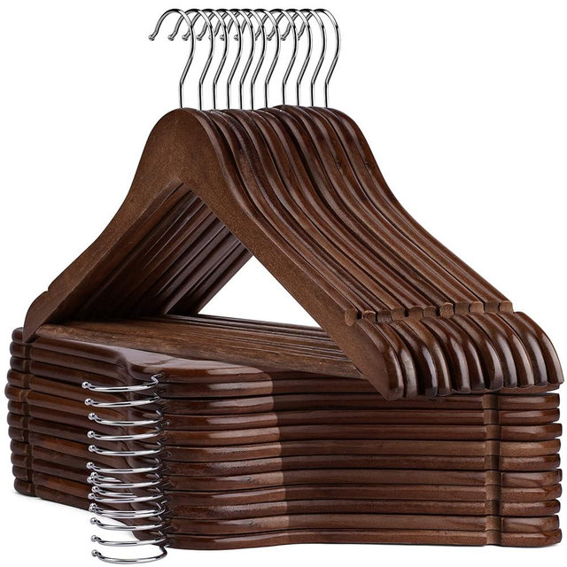 UINICOR Wooden Hangers - 20 Pack - Slim Wooden Suit Hangers Coat Hangers for Closet, Heavy Duty Hangers Precisely Cut Notches Wood Hangers,Clothes Hangers for Shirt Suit Dress Walnut