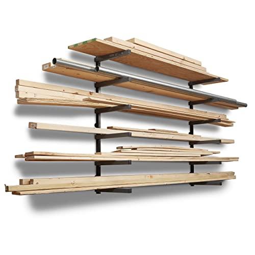 Bora Portamate Wood Organizer and Lumber Storage Metal Rack with 6-Level Wall Mount – Indoor and Outdoor Use, In Black - PBR-006B
