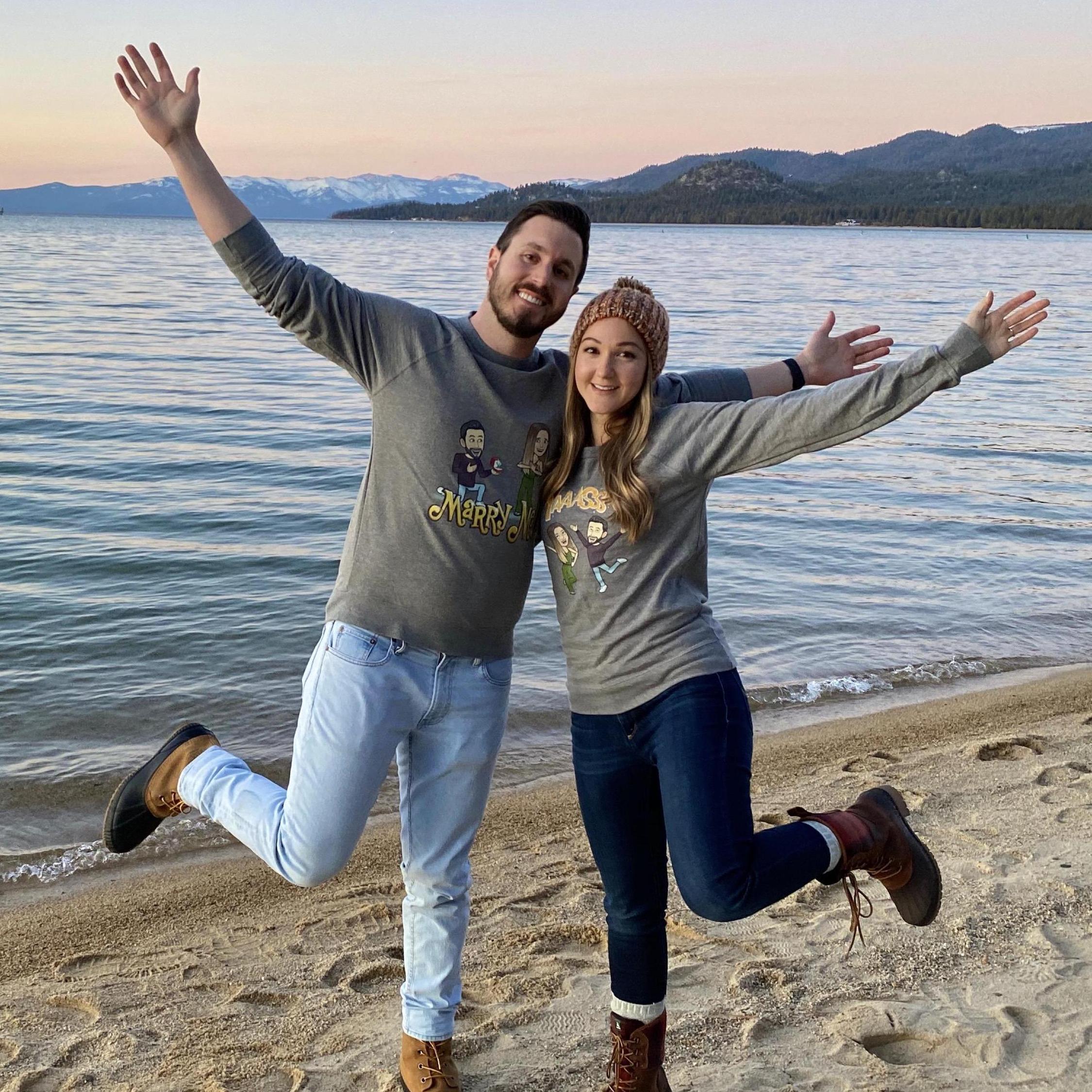 The bitmoji shirts have become a LinnyHanny staple. Lake Tahoe, February 2020