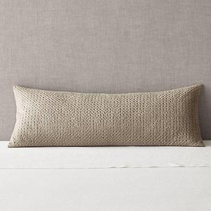 Metallic Embroidered Linen Pillow 14" x 36" - Dune/Silver