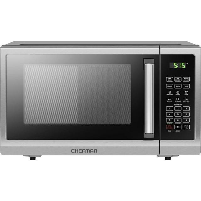 Chefman Countertop Microwave Oven 0.9 Cu. Ft. Digital Stainless Steel Microwave 900 Watt with 6 Presets, Eco Mode, Mute Option, Memory Function, Child Safety Lock, Kitchen, Home, Dorm Essentials