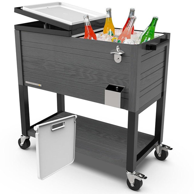 Permasteel 80 Quart Party Cooler, Rolling Ice Chest with Wheels and Handles for Indoor Outdoor Patio