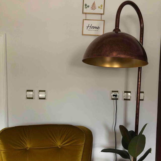Floor Lamp Metal, Copper Colored Modern Floor Lamp, E27 Socket, 40 cm Width, Dimmer Cord Switch Option