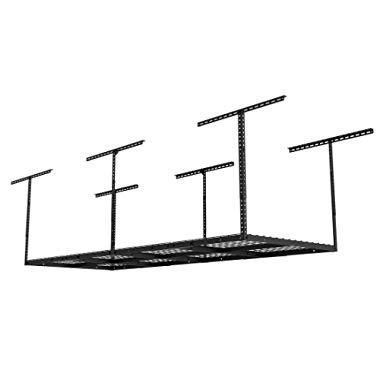 Fleximounts 3x8 Overhead Garage Storage Rack Adjustable Ceiling Storage Rack Heavy Duty, 96" Length x 36" Width x 40" Height (Black)