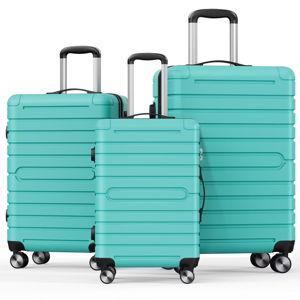 SUGIFT 3-Piece Hardshell Luggage Set Spinner Wheels TSA Lock YKK Zipper Lightweight Durable ABS+PC Hard Shell Carry On Checked Travel Suitcase, Green