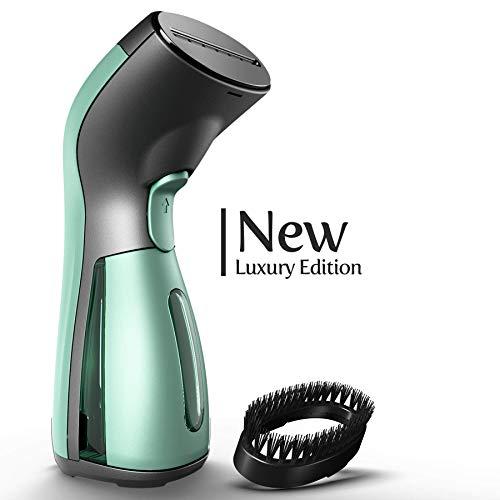 iSteam Steamer for Clothes [Luxury Edition] Powerful Dry Steam. Multi-Task: Fabric Wrinkle Remover- Clean- Refresh. Handheld Clothing Accessory. for All Kind of Garments. Home/Travel [MS208 Green]