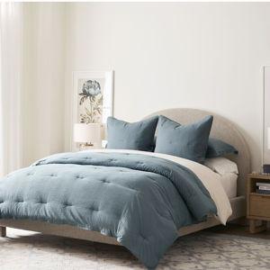 Honeycomb Cotton Comforter - Full/Queen - Steel Blue