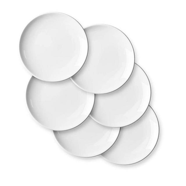 Porcelain Appetizer Plates Set - Delling 7 Inches White Dessert/Salad Plate - Small Kitchen Dinnerware Dishes Set for Snacks, Appetizer, Ice Cream- Serving Plates Set, Set of 6