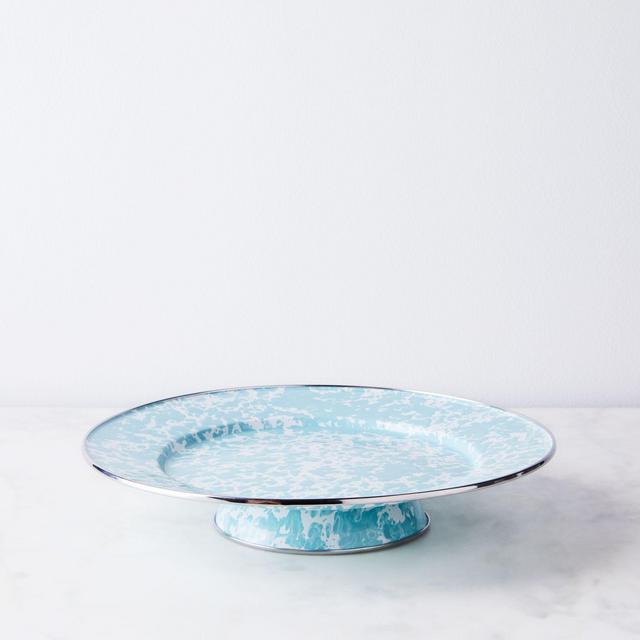 Enamel Cake Stand - Seaglass Swirl