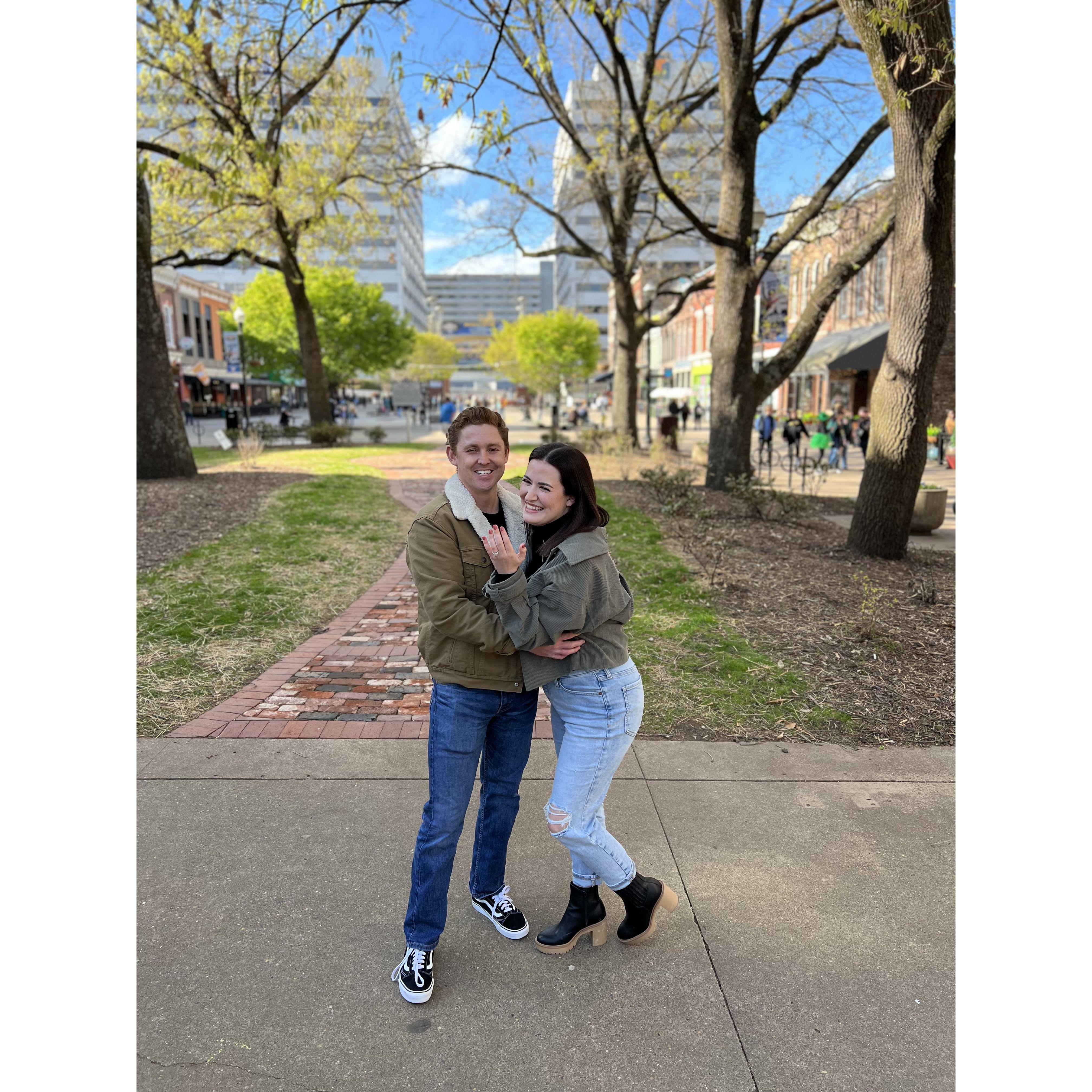 Jeff proposed in downtown Knoxville (happiest day ever) 2023