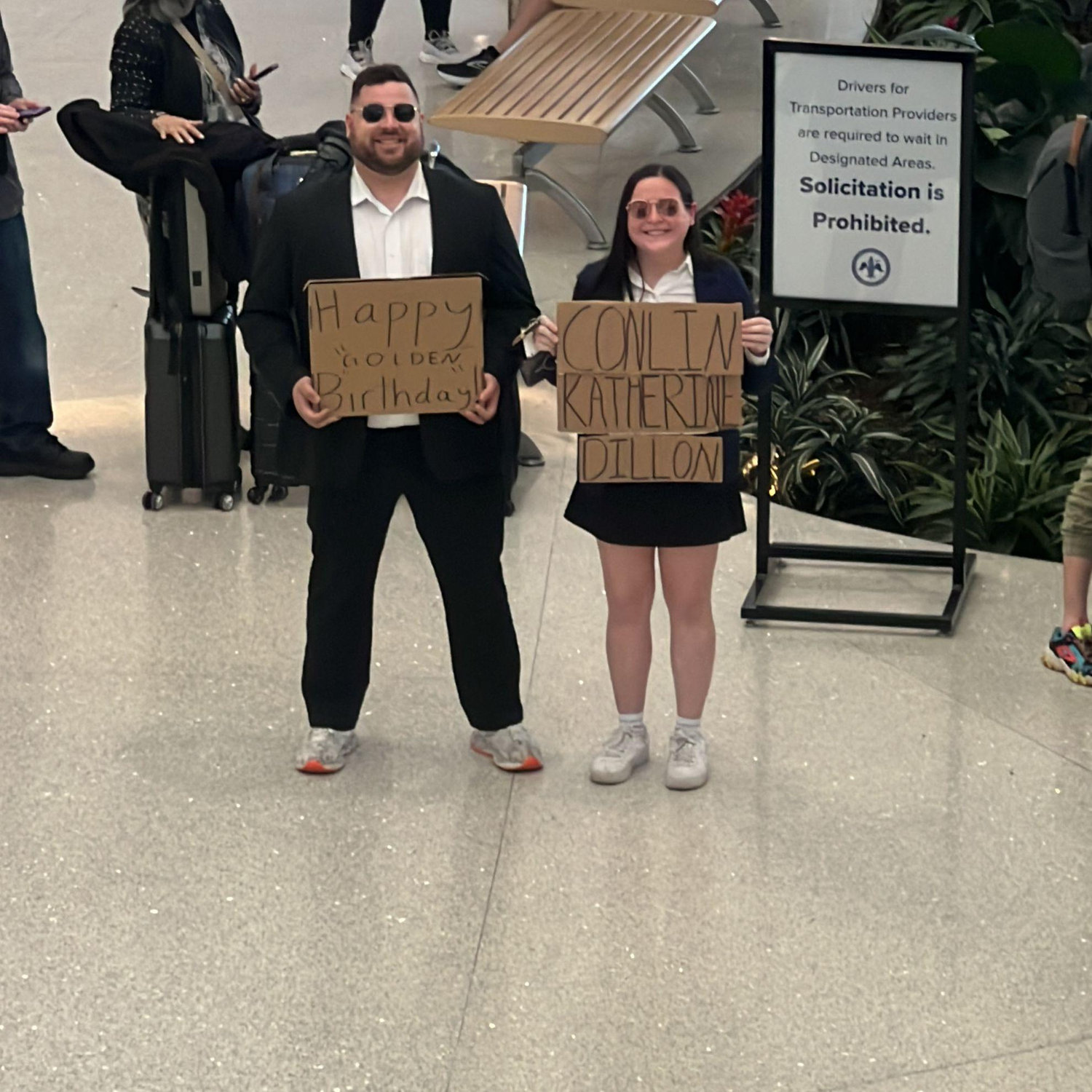 Being Goofy together at Airport Pickup! Perfect Match, we are always down for a bit
