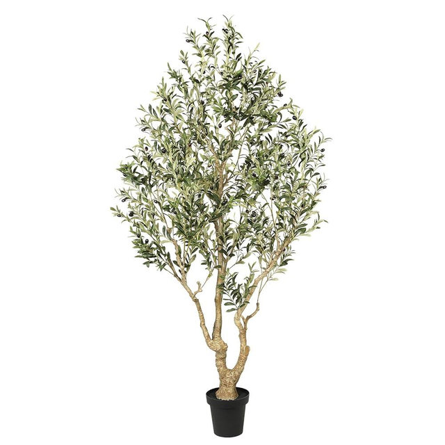 FEELEAD Olive Trees Artificial Indoor 7ft – Faux Olive Tree 7 Feet with Natural Looking Trunk, Realistic Leaves and Lifelike Fruits, Fake Olive Tree for Home Office Living Room Decor