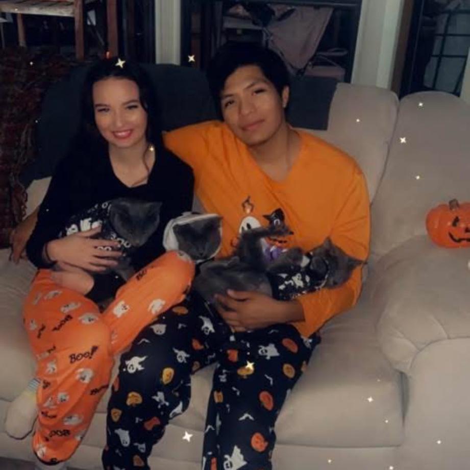 Our third halloween together we always get matching jammies for Christmas and fall and every other holiday