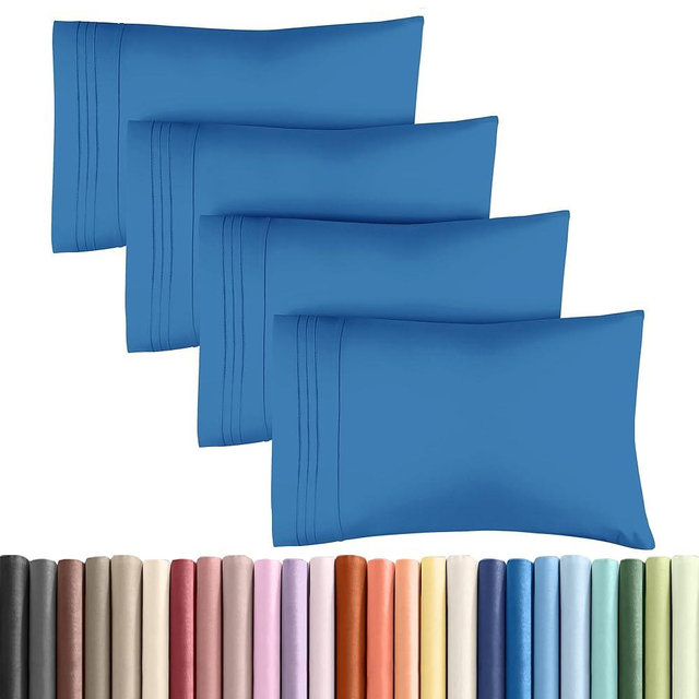 King Pillow Cases Set of 4 - Ultra Soft Hotel Quality Pillowcase Covers - Comfy, Cozy & Wrinkle Free - Shrinkage, Stain & Fade Resistant - Machine Washable Pillow Protectors - 4 Piece Set - Royal Blue