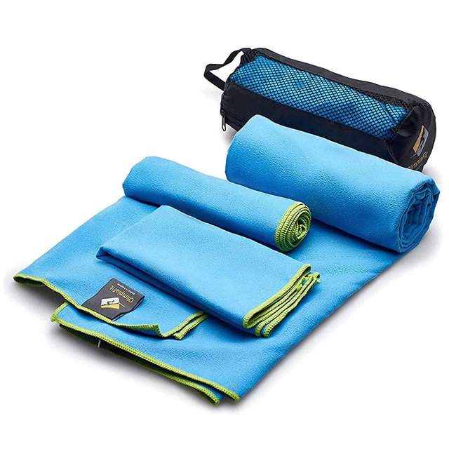 OlimpiaFit Quick Dry Towel - 3 Size Pack of Lightweight Microfiber Travel Towels w/ Bag - Fast Drying Towel Set for Camping, Beach, Gym, Backpacking, Sports, Yoga & Swim Use