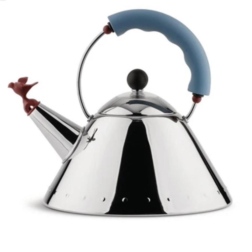 Water Kettle With Bird Shaped Whistle in Light Blue