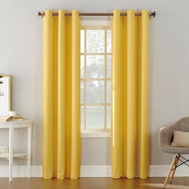95"x48" Montego Casual Textured Grommet Curtain Panel Yellow - No. 918