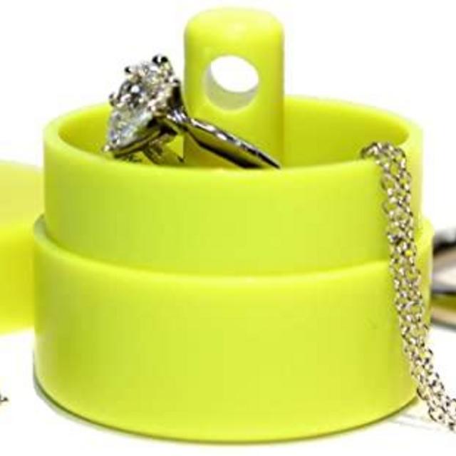 Lion Latch Jewelry Tote Pill Box Keychain Container Jewelry Box Case Storage (Fluorescent Yellow)
