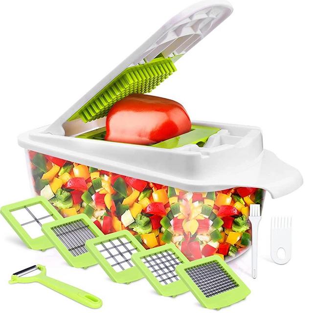 Vegetable Chopper, Food Dicer 5 Blades, Onion Dicer Chopper, Kitchen Chopper, Fruit and Veggie Chopper for Vegetables Chopper, Light Green