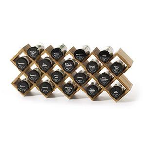 Criss-Cross Bamboo 18-Jar Spice Rack with Free Spice Refills for 5 Years