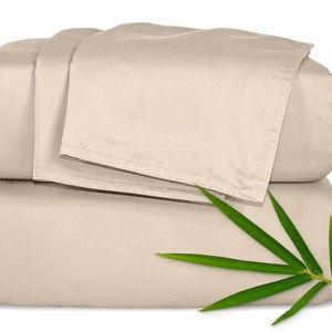 Pure Bamboo Queen Sheets, Genuine 100% Organic Viscose Derived from Bamboo Bed Sheet Set, Luxuriously Soft & Cooling, Double Stitching, 2 Year Quality Promise (Queen, Almond)