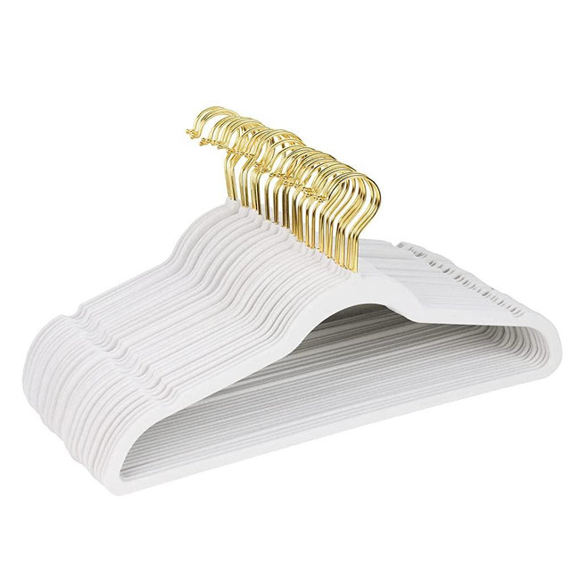ManGotree Velvet Hangers, Coat&Suite Hangers, No-Slip Hangers, Ultra-Slim Space Saving Hangers, Sturdy&Durable Clothes Hangers, 360 Swivel Golden-Plated Hook, 36 Pack (Cream)