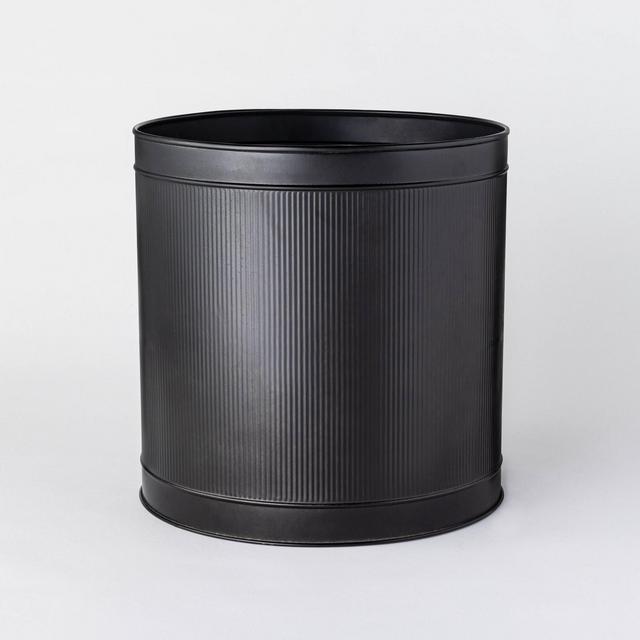 14.75" Ribbed Metal Planter Black - Threshold™ designed with Studio McGee
