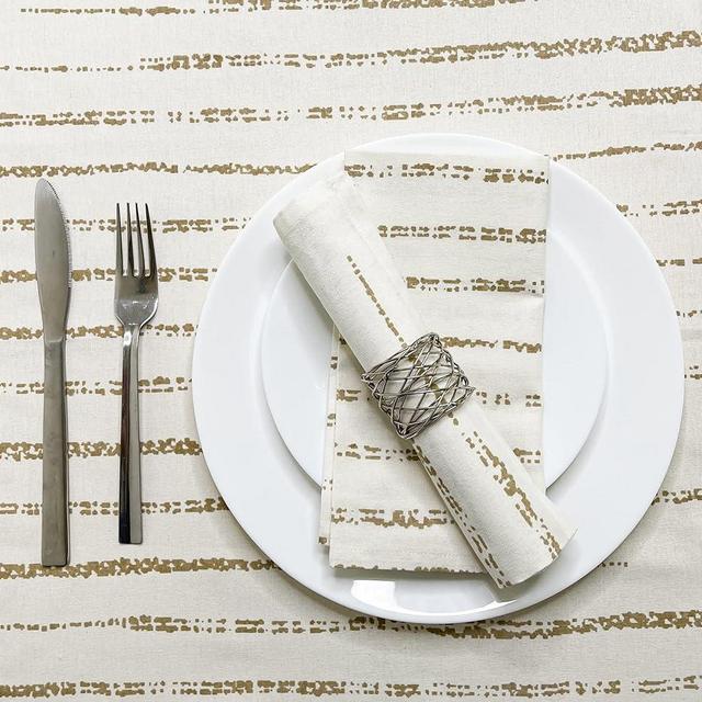 CHARDIN HOME 100% Cotton Marbled Stripe Napkins - Linen White, 45x45 cm (18x18 in), Set of 6 Festive Reusable Cloth Napkins, Perfect for Holidays, Dinner Parties, Birthdays, Weddings