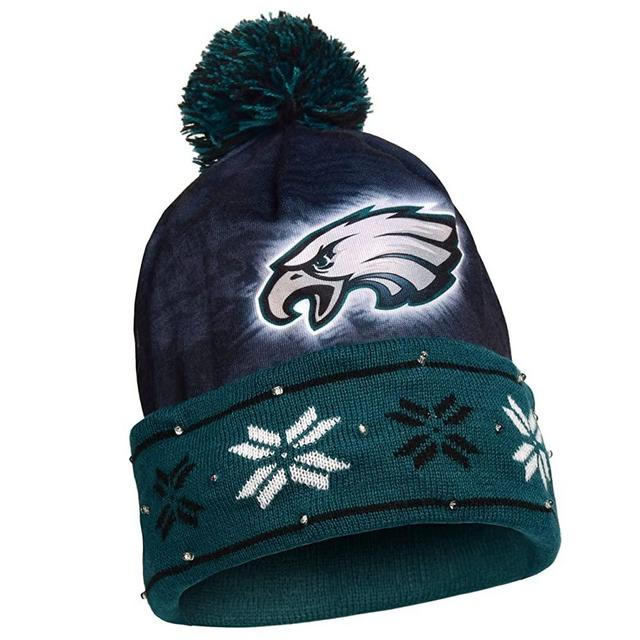 FOCO Men's NFL Team Logo Light Up Skull Winter Knit Cap Beanie Hat