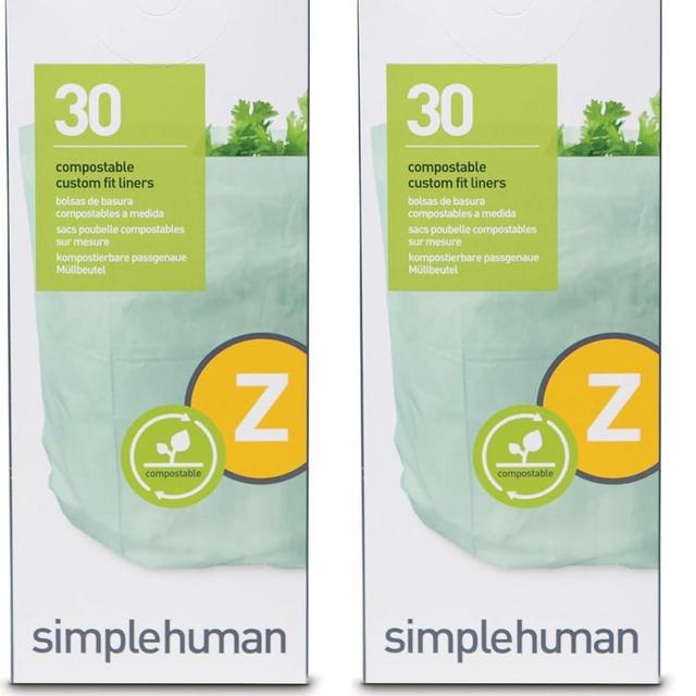 simplehuman Code Z 60 Count, Dispenser Pack Genuine Custom Fit Liner, Compostable Trash Bags
