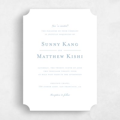 White Ticket Wedding Invitation - Lucca Portrait